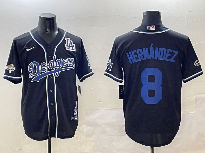 Men Los Angeles Dodgers #8 Hernandez Black Fashion Game 2025 Nike MLB Jersey style 3064->los angeles dodgers->MLB Jersey